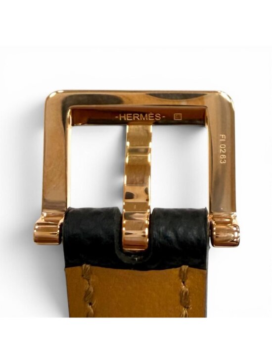 Hermes Pop 15 Black Veau Epsom Golden Rose Belt 75